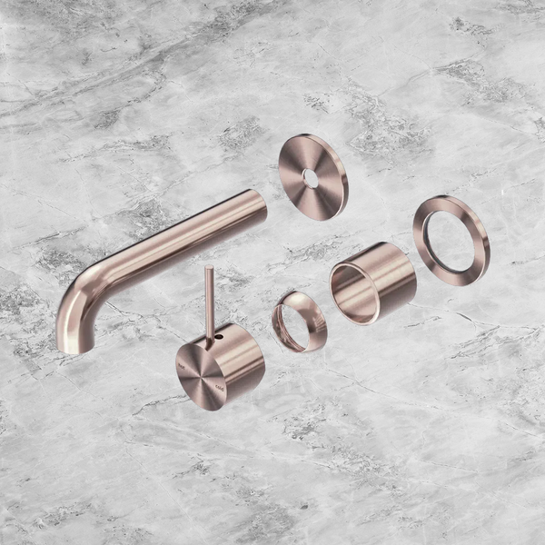 Nero Mecca Wall Basin/Bath Mixer Separate Back Plate Handle Up 120mm (Trim Kit Only) Brushed Bronze