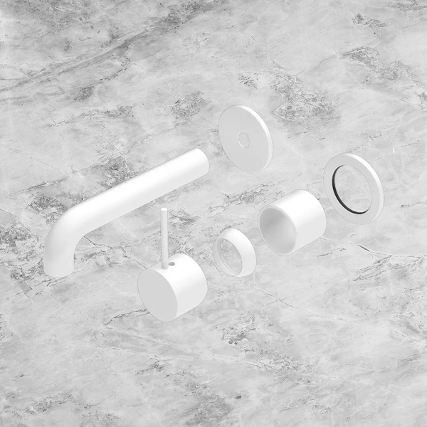 Nero Mecca Wall Basin/Bath Mixer Separate Back Plate Handle Up 120mm (Trim Kit Only) Matte White