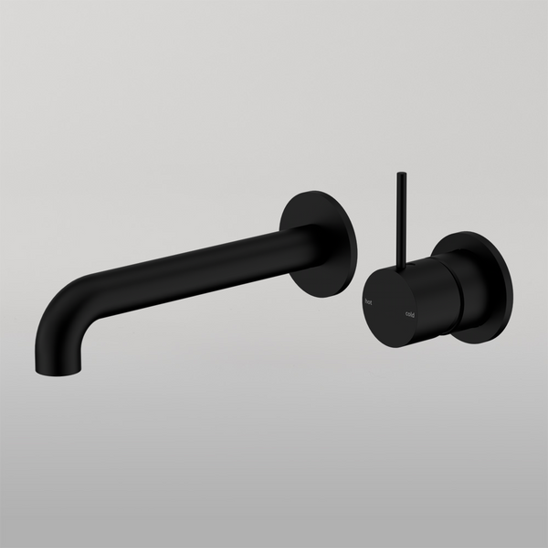 Nero Mecca Wall Basin/Bath Mixer Separate Back Plate Handle Up 160mm Matte Black