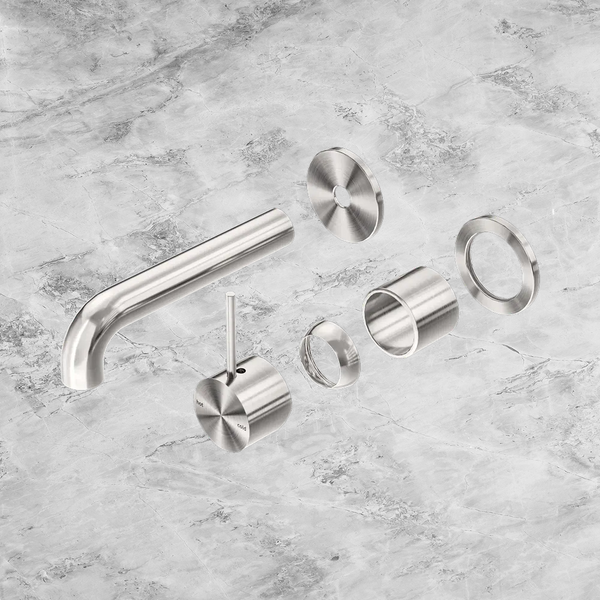 Nero Mecca Wall Basin/Bath Mixer Separate Back Plate Handle Up 160mm (Trim Kit Only) Brushed Nickel