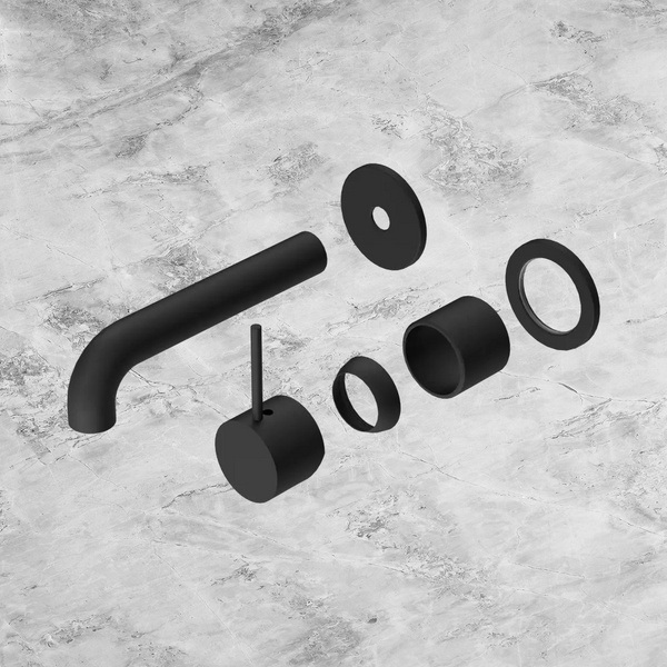 Nero Mecca Wall Basin/Bath Mixer Separate Back Plate Handle Up 160mm (Trim Kit Only) Matte Black