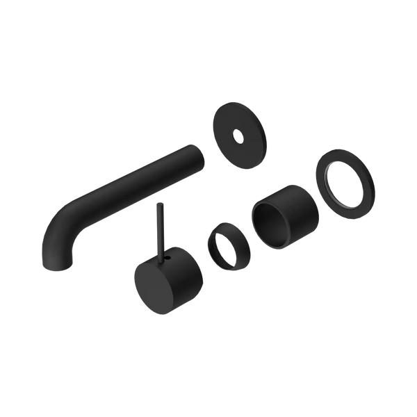 Nero Mecca Wall Basin/Bath Mixer Separate Back Plate Handle Up 160mm (Trim Kit Only) Matte Black
