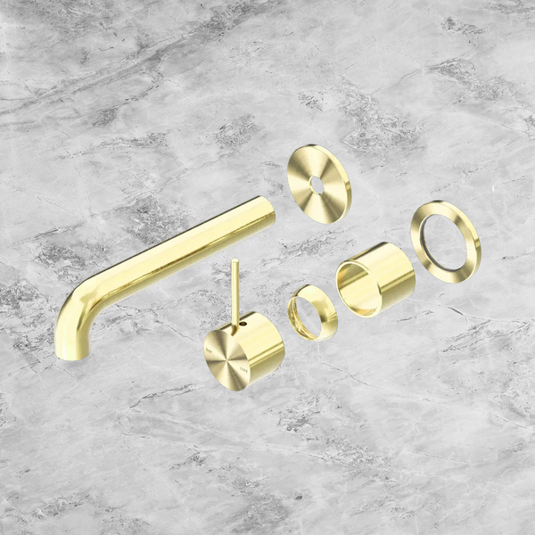 Nero Mecca Wall Basin/Bath Mixer Separate Back Plate Handle Up 185mm (Trim Kit Only) Brushed Gold