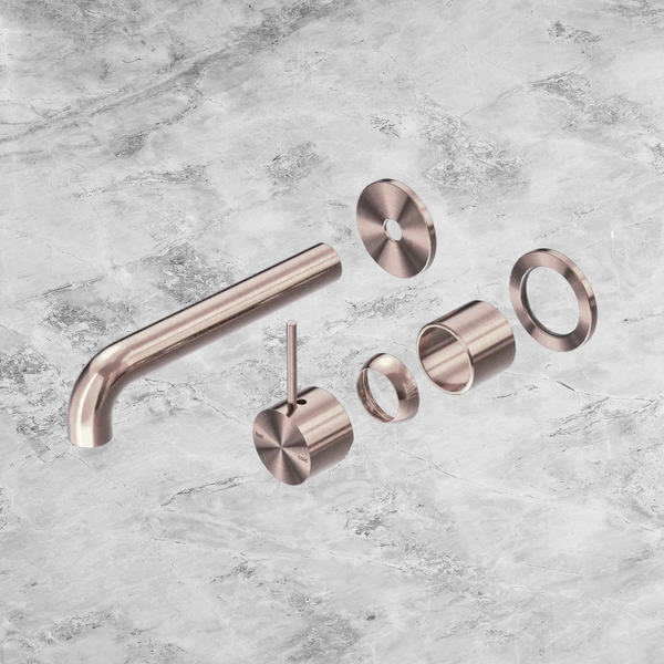 Nero Mecca Wall Basin/Bath Mixer Separate Back Plate Handle Up 185mm (Trim Kit Only) Brushed Bronze