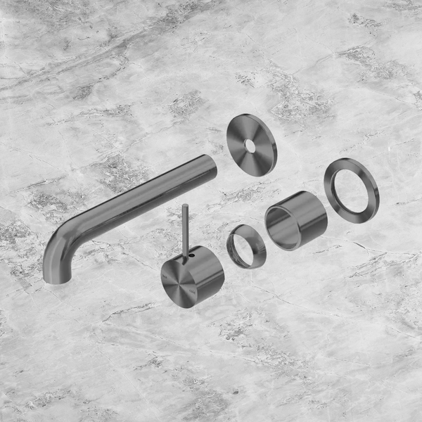 Nero Mecca Wall Basin/Bath Mixer Separate Back Plate Handle Up 185mm (Trim Kit Only) Gunmetal