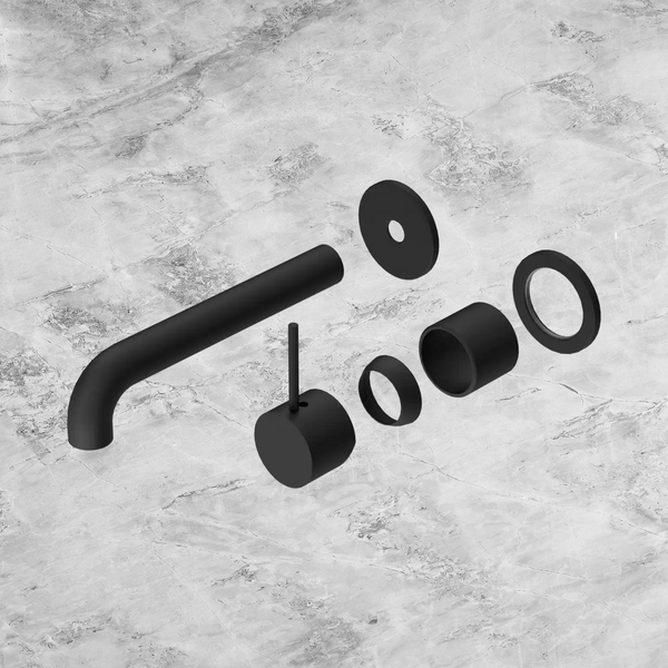 Nero Mecca Wall Basin/Bath Mixer Separate Back Plate Handle Up 185mm (Trim Kit Only) Matte Black
