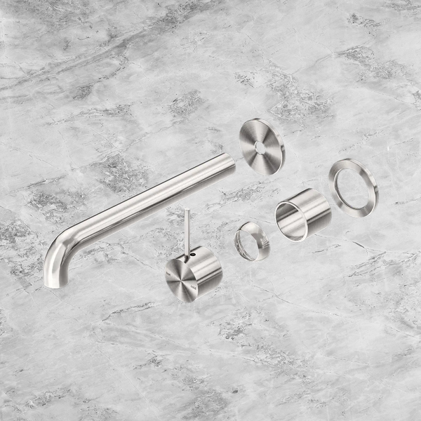 Nero Mecca Wall Basin/Bath Mixer Separate Back Plate Handle Up 230mm (Trim Kit Only) Brushed Nickel