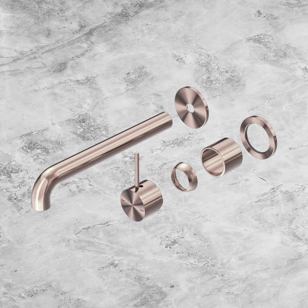 Nero Mecca Wall Basin/Bath Mixer Separate Back Plate Handle Up 230mm (Trim Kit Only) Brushed Bronze