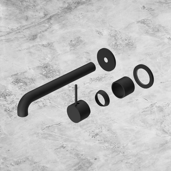 Nero Mecca Wall Basin/Bath Mixer Separate Back Plate Handle Up 230mm (Trim Kit Only) Matte Black