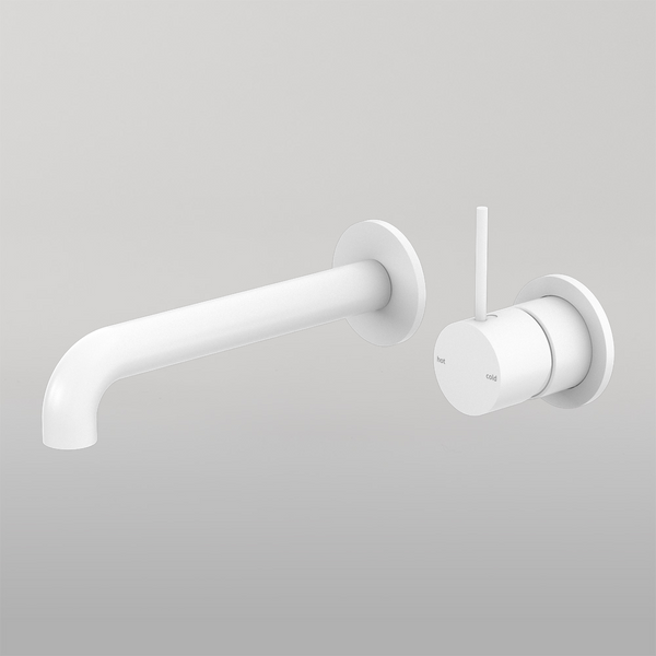 Nero Mecca Wall Basin/Bath Mixer Separate Back Plate Handle Up 260mm Matte White