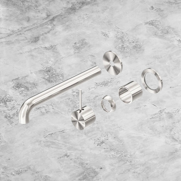 Nero Mecca Wall Basin/Bath Mixer Separate Back Plate Handle Up 260mm (Trim Kit Only) Brushed Nickel