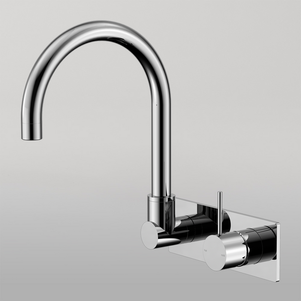 Nero Mecca Wall Basin/Bath Mixer Swivel Spout Handle Up Chrome