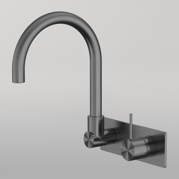 Nero Mecca Wall Basin/Bath Mixer Swivel Spout Handle Up Gunmetal