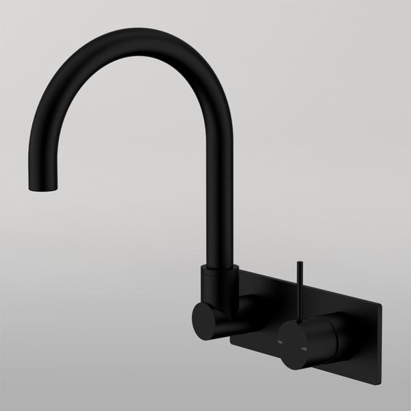 Nero Mecca Wall Basin/Bath Mixer Swivel Spout Handle Up Matte Black