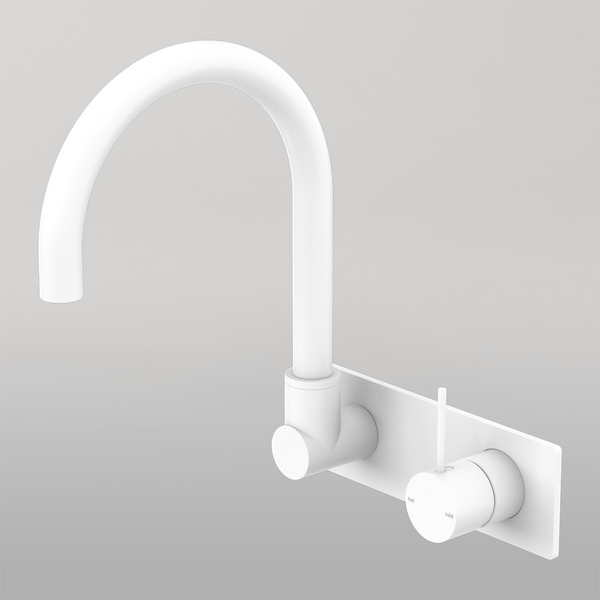 Nero Mecca Wall Basin/Bath Mixer Swivel Spout Handle Up Matte White