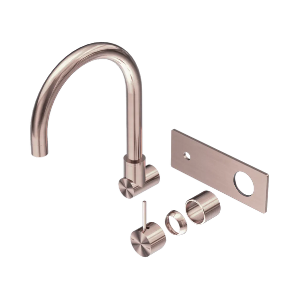 Nero Mecca Wall Basin/Bath Mixer Swivel Spout Handle Up (Trim Kit Only) Brushed Bronze