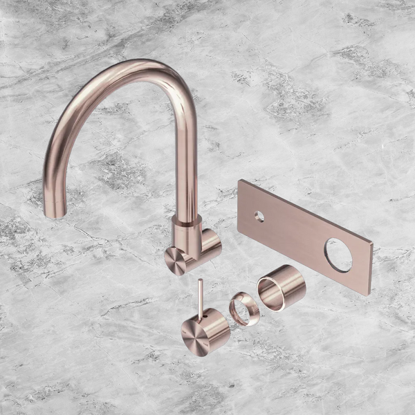 Nero Mecca Wall Basin/Bath Mixer Swivel Spout Handle Up (Trim Kit Only) Brushed Bronze