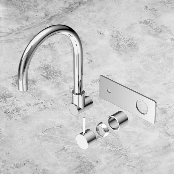 Nero Mecca Wall Basin/Bath Mixer Swivel Spout Handle Up (Trim Kit Only) Chrome