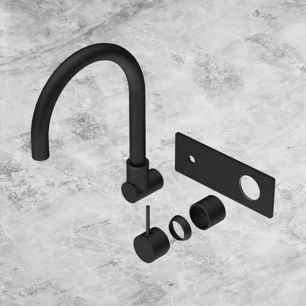 Nero Mecca Wall Basin/Bath Mixer Swivel Spout Handle Up (Trim Kit Only) Matte Black