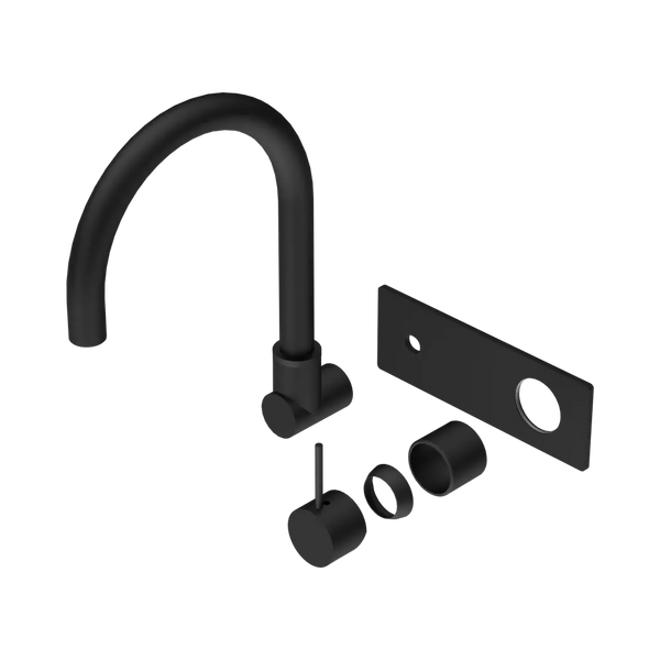 Nero Mecca Wall Basin/Bath Mixer Swivel Spout Handle Up (Trim Kit Only) Matte Black