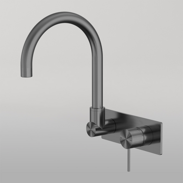 Nero Mecca Wall Basin/Bath Mixer Swivel Spout Gunmetal