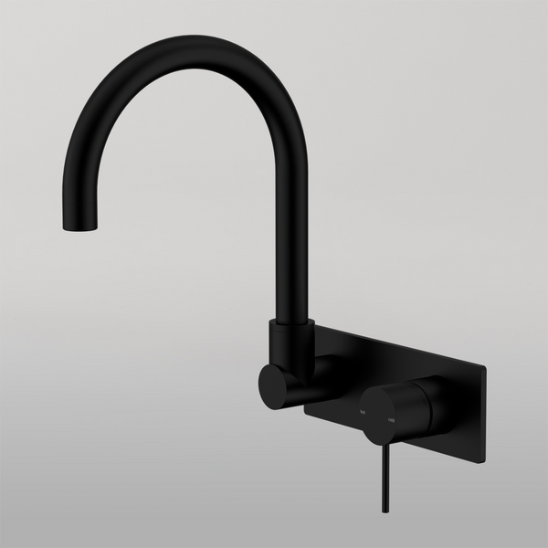 Nero Mecca Wall Basin/Bath Mixer Swivel Spout Matte Black