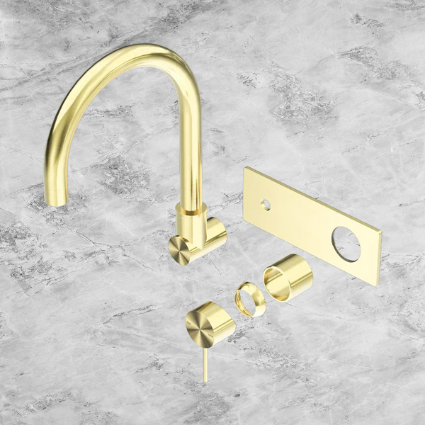 Nero Mecca Wall Basin/Bath Mixer Swivel Spout (Trim Kit Only) Brushed Gold