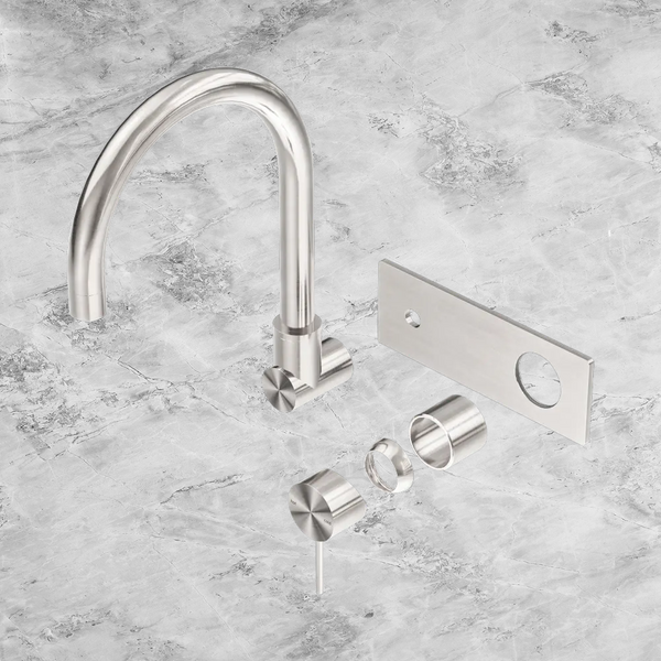 Nero Mecca Wall Basin/Bath Mixer Swivel Spout (Trim Kit Only) Brushed Nickel