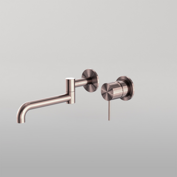 Nero Mecca Wall Basin/Bath Mixer Swivel Spout 225mm Brushed Bronze