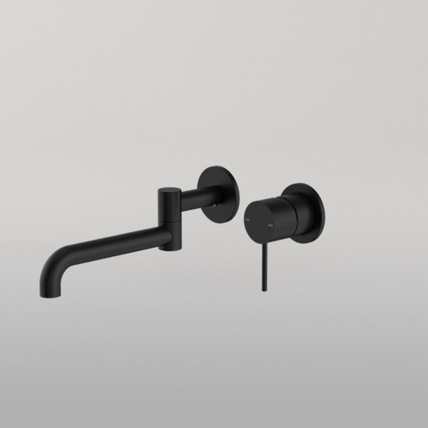 Nero Mecca Wall Basin/Bath Mixer Swivel Spout 225mm Matte Black
