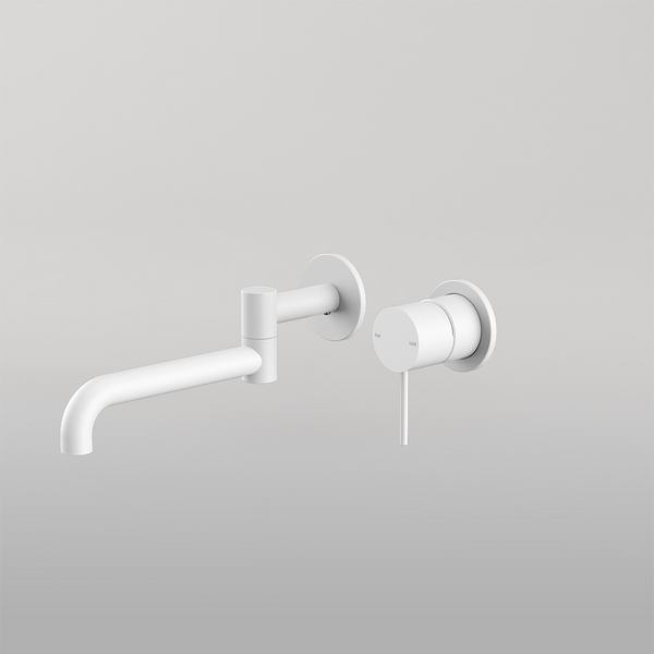 Nero Mecca Wall Basin/Bath Mixer Swivel Spout 225mm Matte White