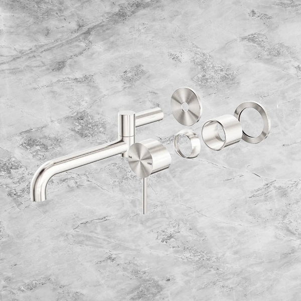 Nero Mecca Wall Basin/Bath Mixer Swivel Spout 225mm (Trim Kit Only) Brushed Nickel