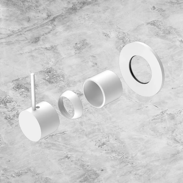 Nero Mecca Shower Mixer Handle Up 80mm Plate (Trim Kit Only) Matte White
