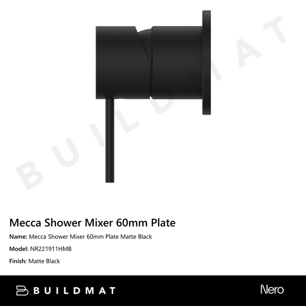 Nero Mecca Shower Mixer 60mm Plate Matte Black