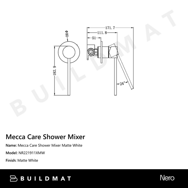 Nero Mecca Care Shower Mixer Matte White