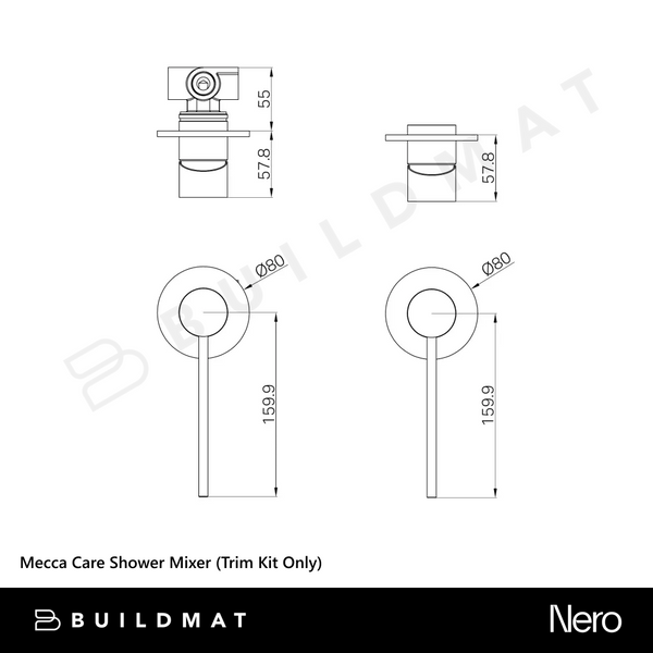 Nero Mecca Care Shower Mixer (Trim Kit Only) Gunmetal