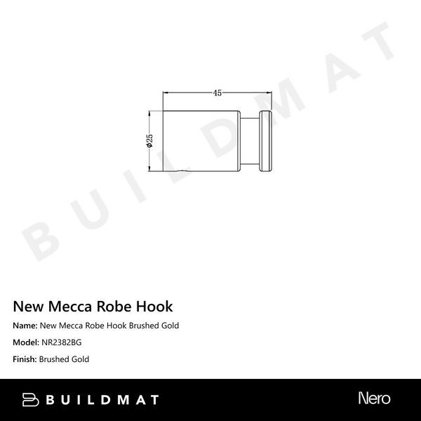Nero New Mecca Robe Hook Brushed Gold