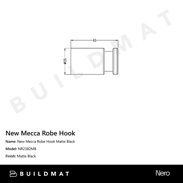 Nero New Mecca Robe Hook Matte Black
