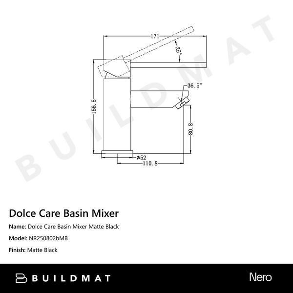 Nero Dolce Care Basin Mixer Matte Black