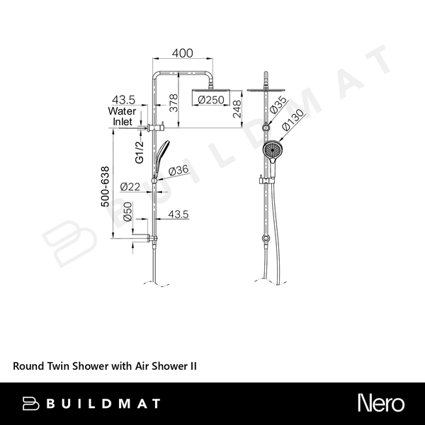 Nero Round Twin Shower with Air Shower II Matte Black