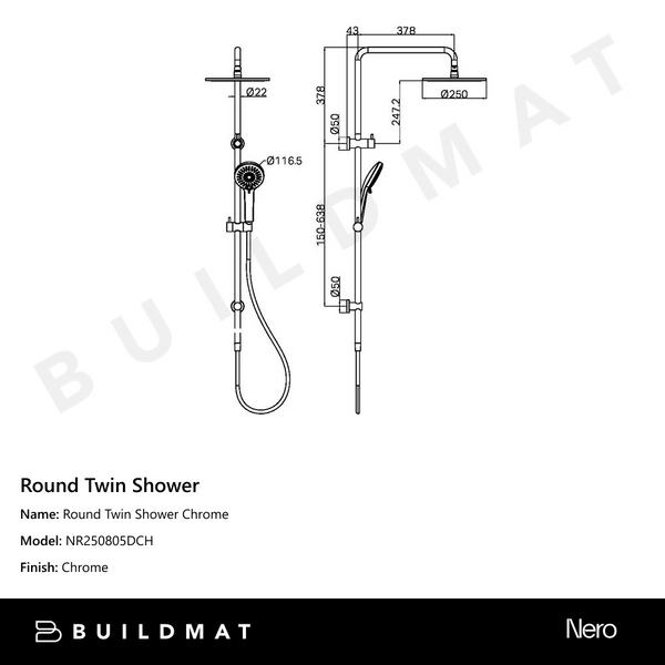 Nero Round Twin Shower Chrome