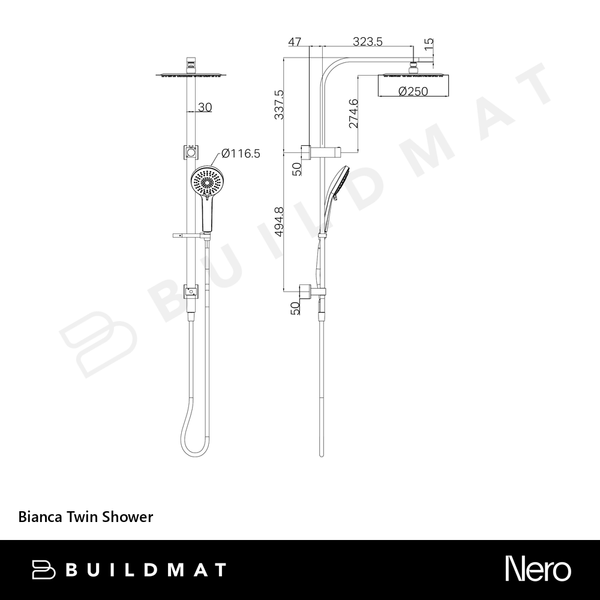 Nero Bianca Twin Shower Chrome