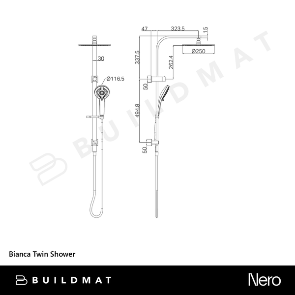 Nero Bianca Twin Shower Matte Black