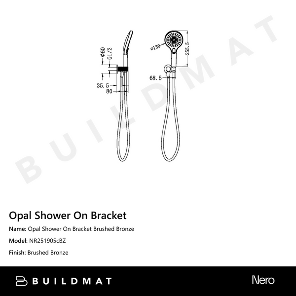 Nero Opal Shower On Bracket Brushed Bronze