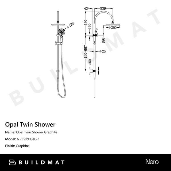 Nero Opal Twin Shower Graphite