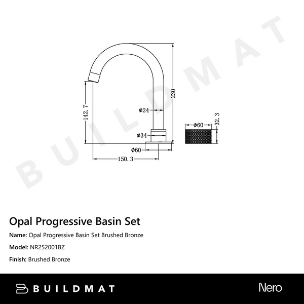 Nero Opal Progressive Basin Set Brushed Bronze
