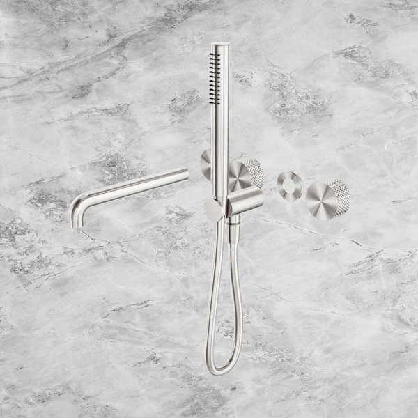 Nero Opal Progressive Shower System Separate Plate with Spout 250mm (Trim Kit Only) Brushed Nickel