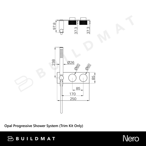 Nero Opal Progressive Shower System (Trim Kit Only) Brushed Nickel