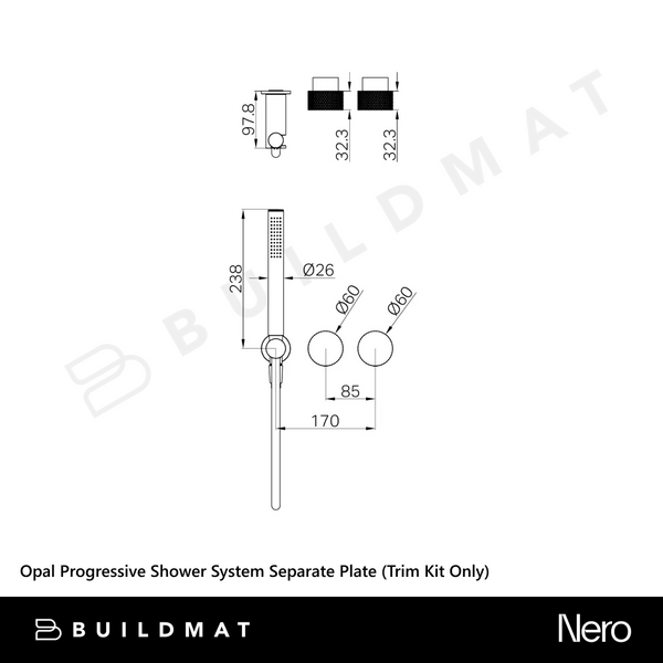 Nero Opal Progressive Shower System Separate Plate (Trim Kit Only) Brushed Nickel