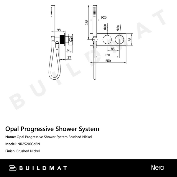 Nero Opal Progressive Shower System Brushed Nickel